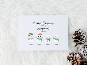 Personalised Snowman Christmas Card