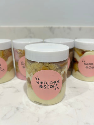 White Choc Biscoff Cake Jar - You Make My Dreams