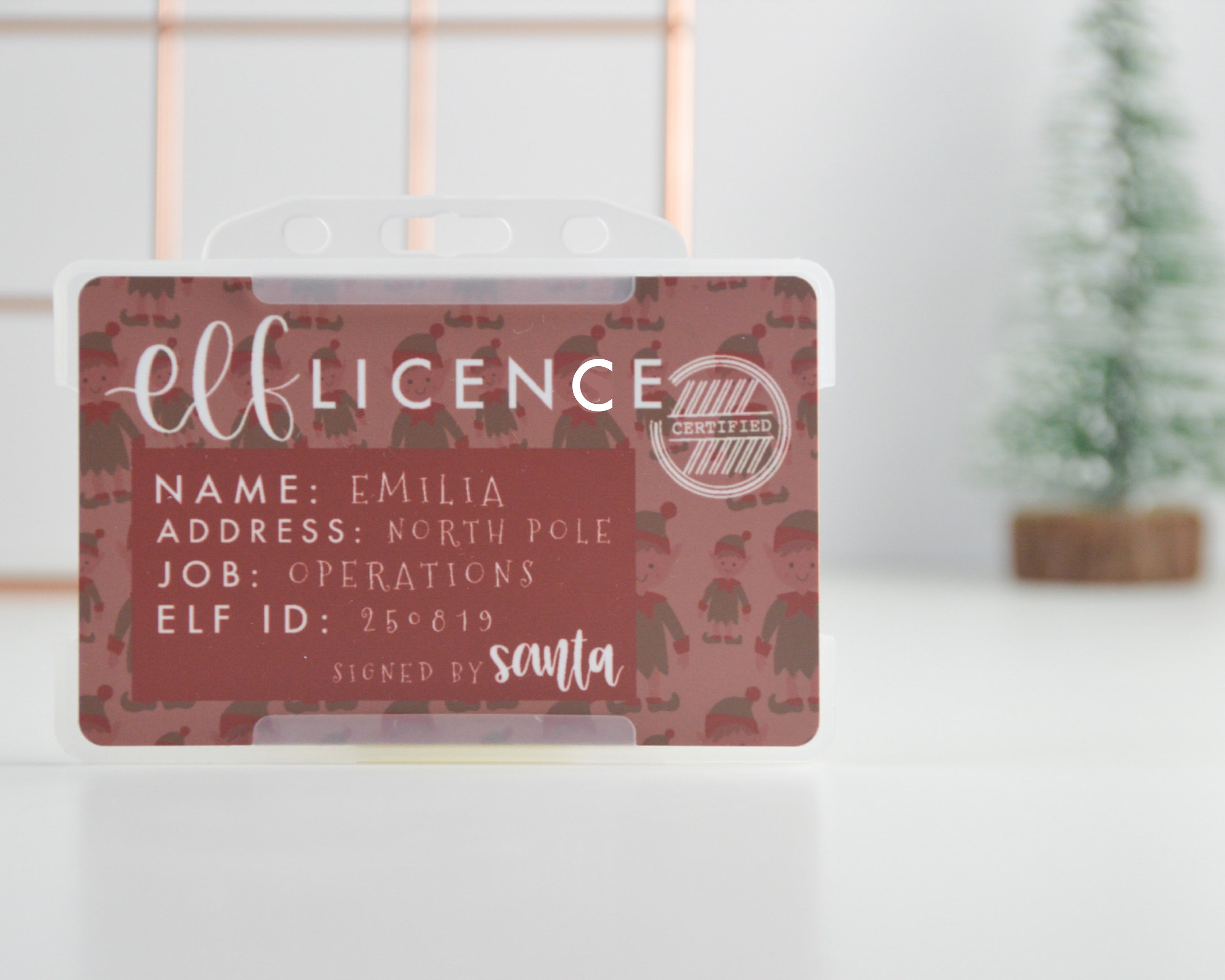 Elf Christmas Licence Card