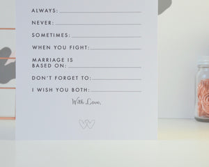 Bride Advice Cards - You Make My Dreams
