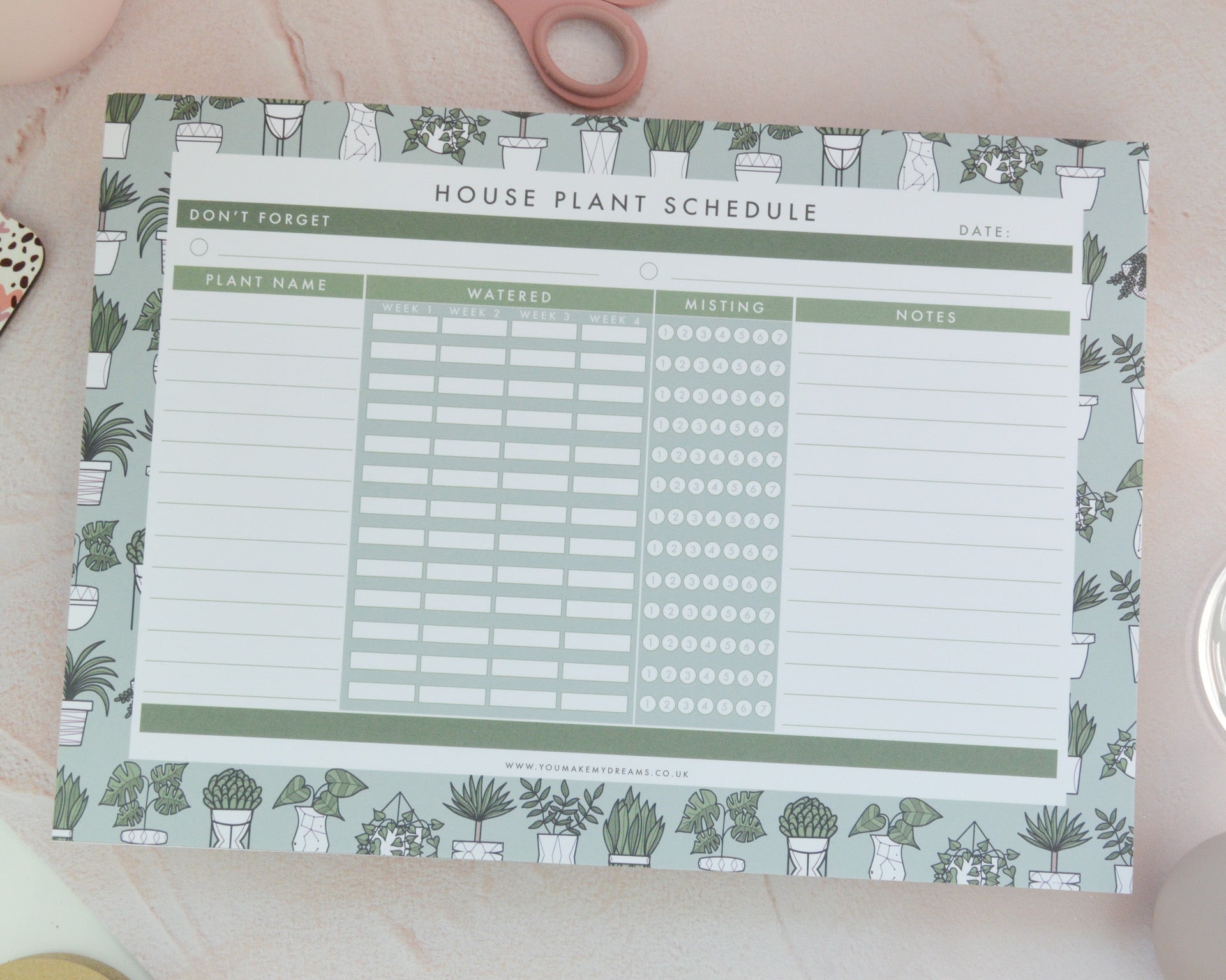 A4 House Plant Planner - You Make My Dreams