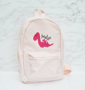 Pink Personalised Children's Dinosaur Backpack - You Make My Dreams