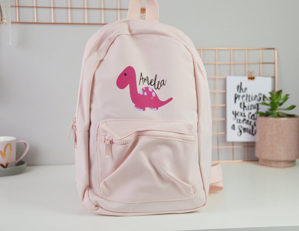 Pink Personalised Children's Dinosaur Backpack - You Make My Dreams