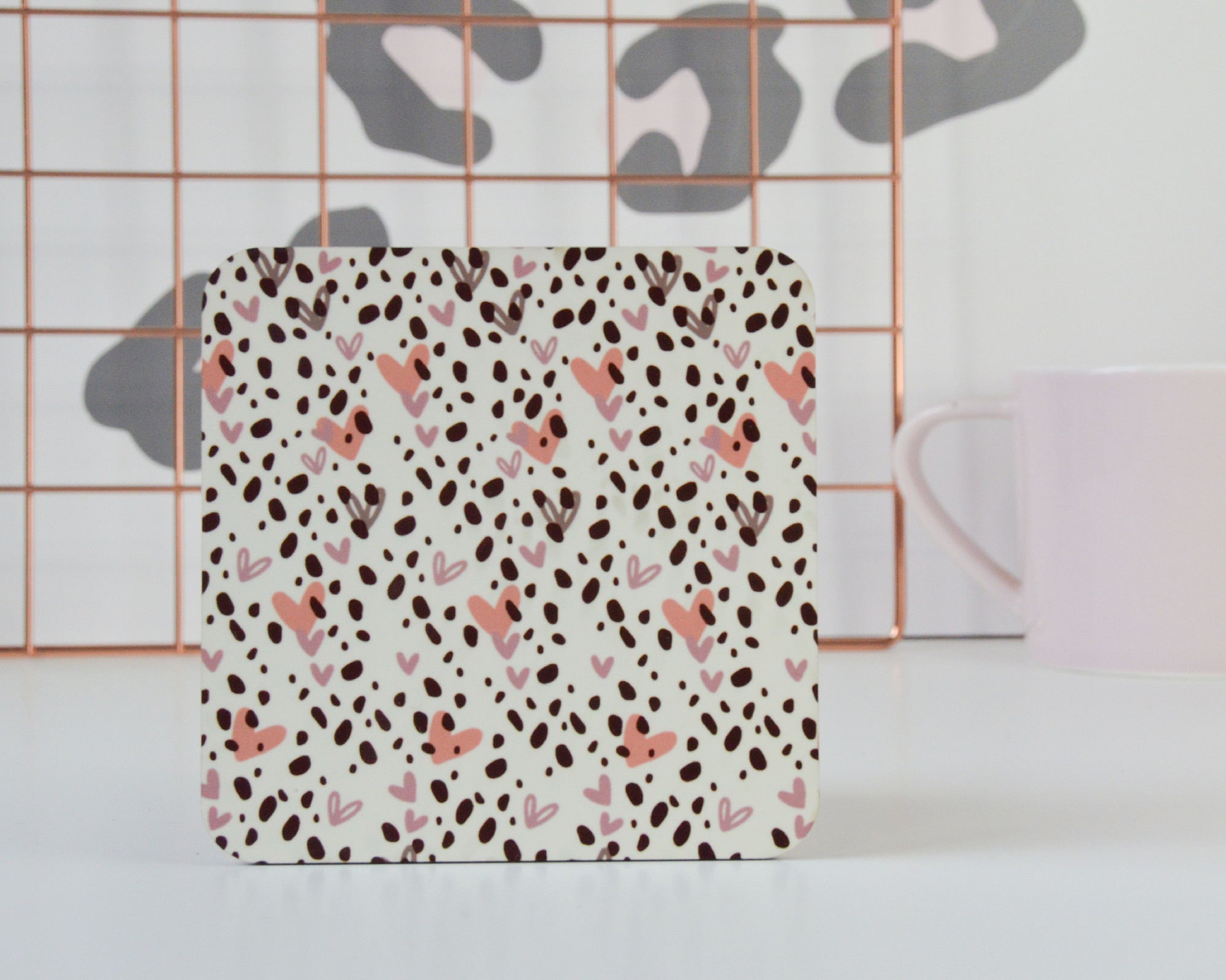 Dalmatian Heart Print Coaster - You Make My Dreams