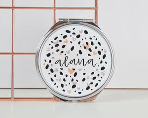 Dalmatian & Heart Print Compact Mirror - You Make My Dreams