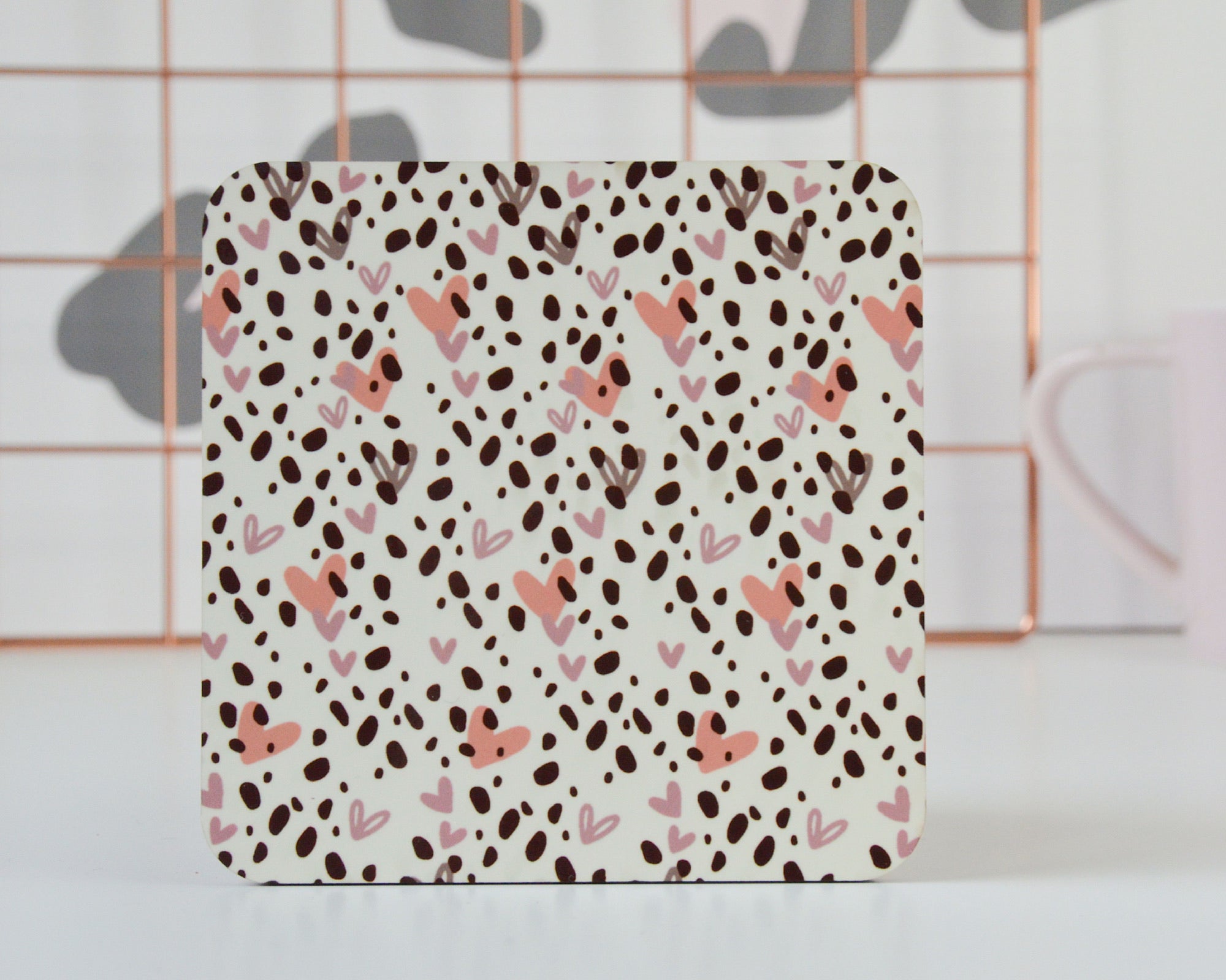 Dalmatian Heart Print Coaster - You Make My Dreams