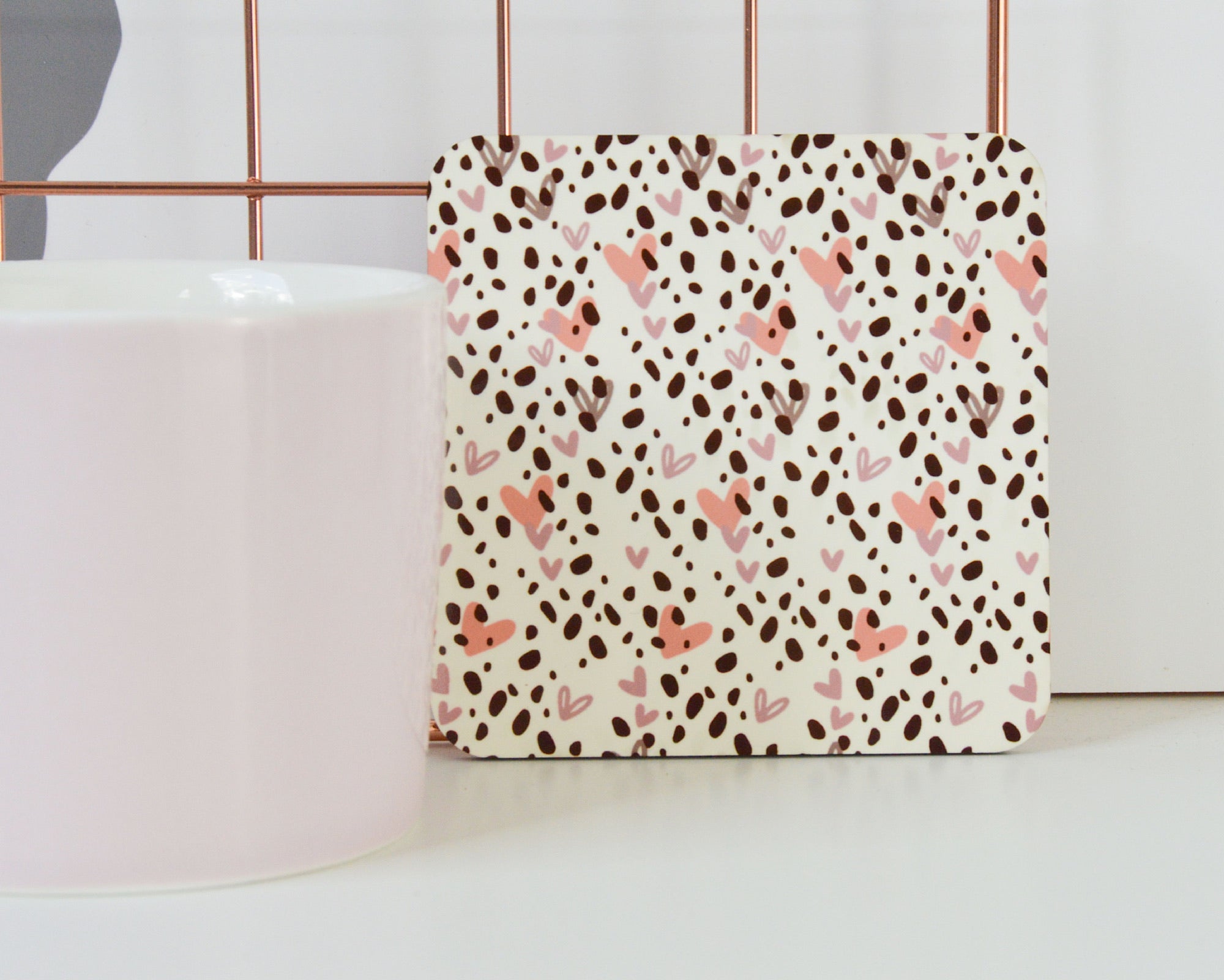 Dalmatian Heart Print Coaster - You Make My Dreams