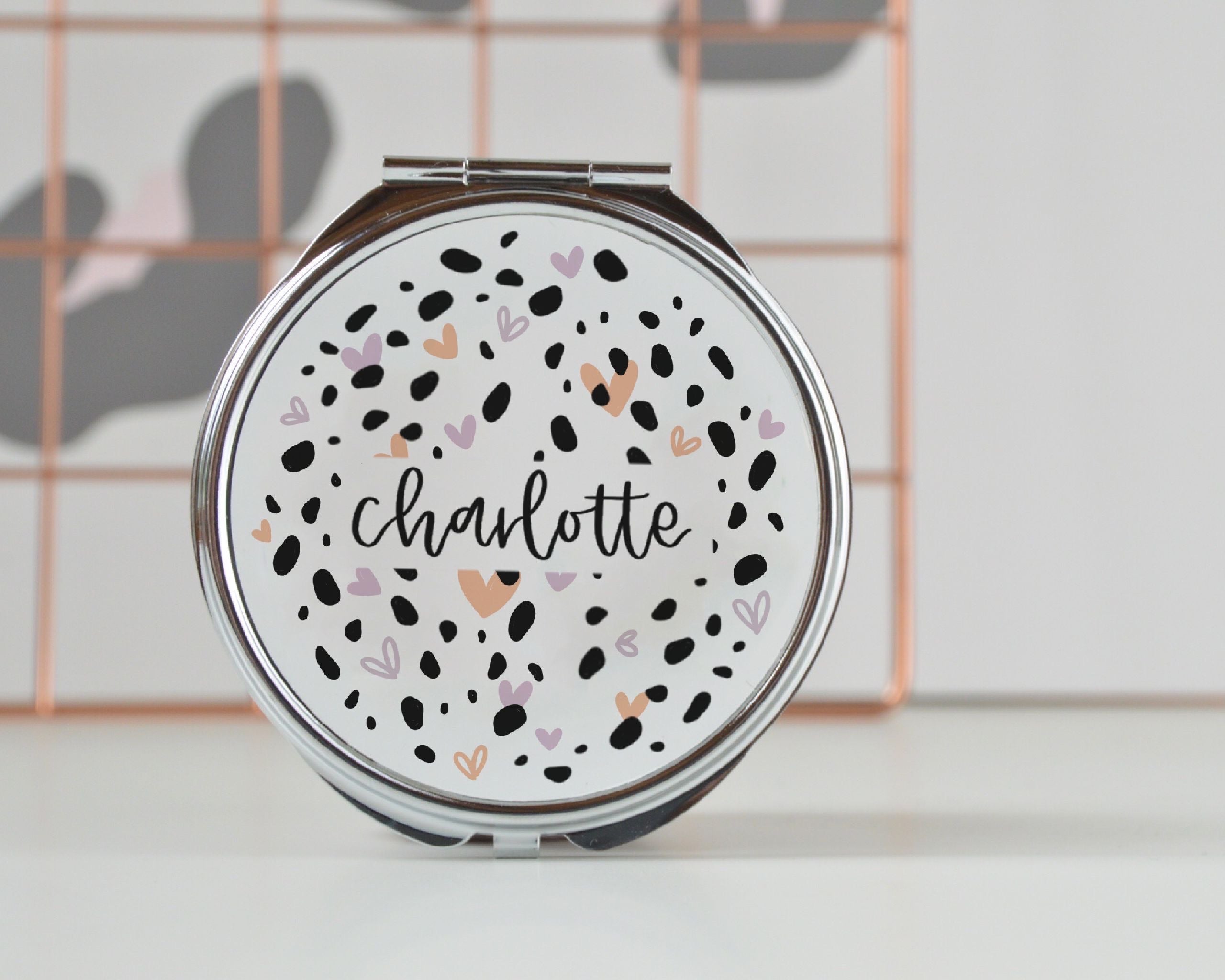 Dalmatian & Heart Print Compact Mirror - You Make My Dreams